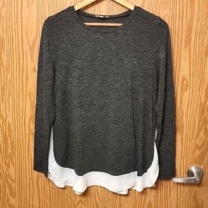 Ann Taylor LOFT Gray Underlayer Tunic Blouse